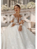 Ivory Beaded Lace Glitter Tulle Wedding Dress